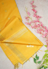 Marigold Yellow - Khadi Silk Saree Mangalgiri Border with Buttas - Best for Simple Funtions
