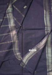 Navy Blue - Khadi Silk Saree Mangalgiri Border with Buttas - Best for Simple Funtions