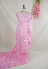 Soft Pink - Khadi Silk Saree with Thread Weaving Checks - Perfect for Office Wear | Casual Wear