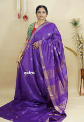 Lavender Purple - Khadi Silk with Tissue Border and Buttas
