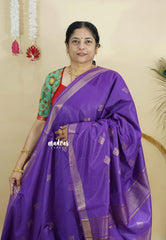 Lavender Purple - Khadi Silk with Tissue Border and Buttas