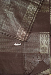 Light Coco Brown- khadi silk silver weaving body with silver zari border
