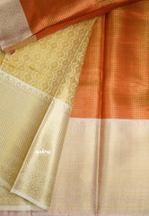 Kushboo -  Banarasi Tissue silk saree Dual shade - Dark orange