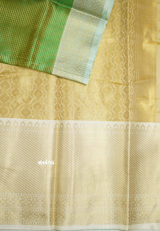 Kushboo -  Banarasi Tissue silk saree Dual shade - Fresh Green