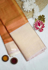 Kushboo -  Banarasi Tissue silk saree Dual shade - Dark orange