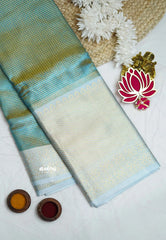 Kushboo -  Banarasi Tissue silk saree Dual shade - Aqua Blue