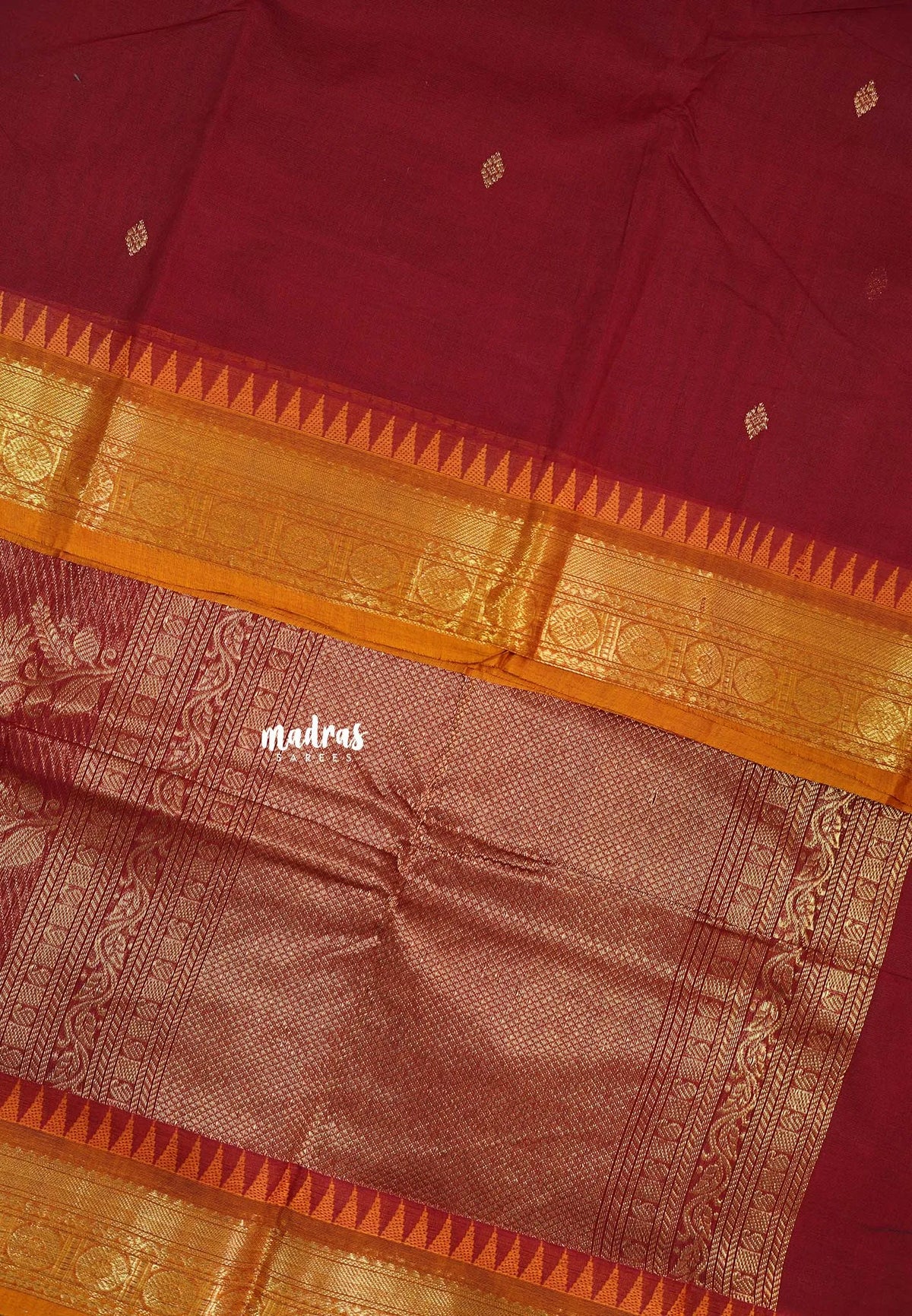 Majestic Maroon - Korvai silk cotton saree with Rudraksham Border  - Best for Festive Wear