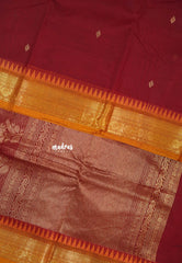 Majestic Maroon - Korvai silk cotton saree with Rudraksham Border  - Best for Festive Wear