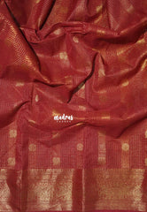 Brick Red - Korvai Silk Cotton Muthukattam Rich Pallu and Yaanai, Mayil Border with Mayil Buttas - Best for Wedding Functions