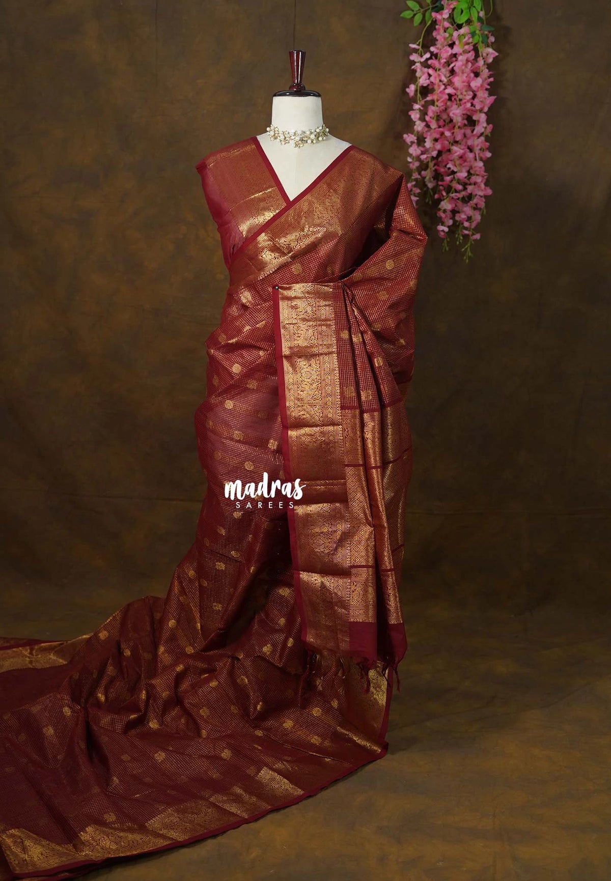 Brick Red - Korvai Silk Cotton Muthukattam Rich Pallu and Yaanai, Mayil Border with Mayil Buttas - Best for Wedding Functions