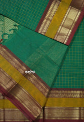 Green - Korvai silk cotton muthukattam rich pallu with skirt border