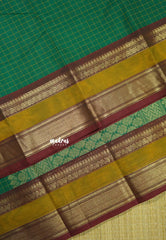 Green - Korvai silk cotton muthukattam rich pallu with skirt border