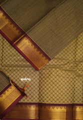 Karthigai silk cotton stripes weaving green gram color