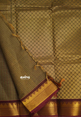 Karthigai silk cotton stripes weaving green gram color