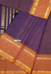 Magenta - Korvai silk cotton Muthu kattam rich pallu Rudraksham border