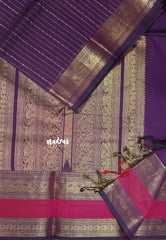 Royal Jamun Purple - Korvai silk cotton rich pallu With vaira oosi body and rettapet border