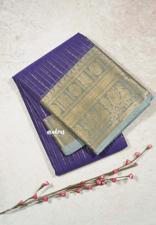 Violet - Korvai silk cotton rich pallu With vaira oosi body
