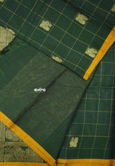 Korvai silk cotton Checks With annam Buttas - Green