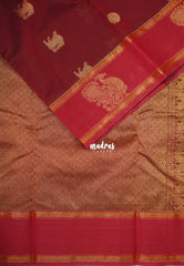Majestic Maroon - Korvai silk cotton saree with Rettapetta Border  - Best for Festive Wear