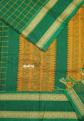 Green - Korvai silk cotton thread weaving rettapet border rich pallu With kattam body
