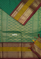 Green - Korvai silk cotton muthukattam rich pallu with skirt border