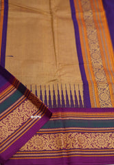 Korvai silk cotton rich thread border with small buttas purple color