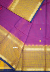 Korvai silk cotton big checks border rudraksham - Dualshade Magenta