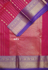 Pink - Korvai silk cotton rich pallu With vaira oosi body