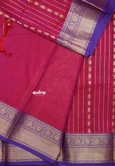 Pink - Korvai silk cotton rich pallu With vaira oosi body