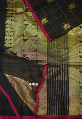 Korvai silk cotton Checks With annam Buttas Black