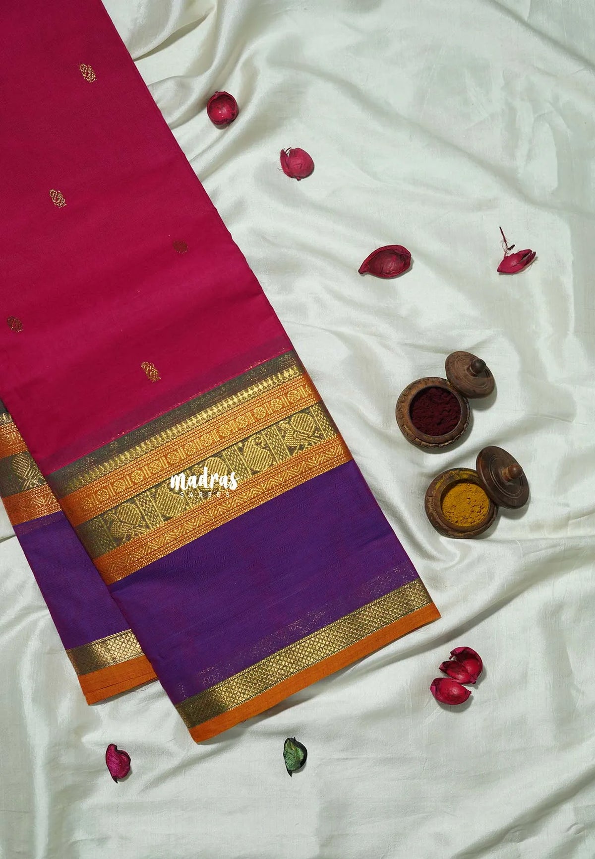 Queen's Pink - Korvai silk cotton saree with annam Buttas - Best for Festive Wear