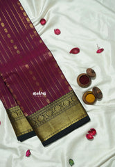 Beetroot Pink - Korvai silk cotton rich pallu With vaira oosi body - Best for Festive wear