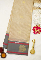 Korvai silk cotton with Annam and yazhi weaving - Beige color