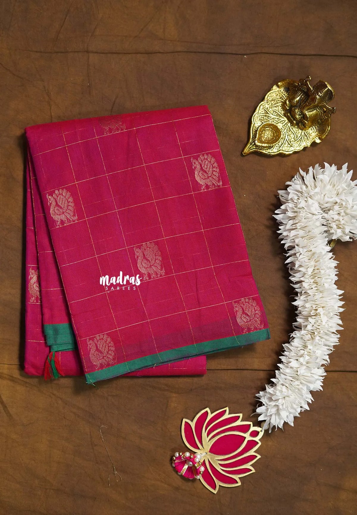 Queen's Pink - Korvai silk cotton Checks With annam Buttas - Best for Wedding Functions