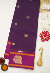 Korvai silk cotton with Annam and yazhi weaving - Purple color