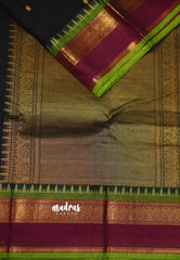 Korvai silk cotton with Rettapet border Black color