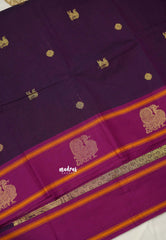 Korvai silk cotton with Annam and yazhi weaving - Purple color