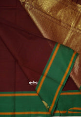 Korvai silk cotton with Annam and yazhi weaving - Dark Maroon