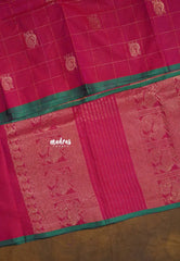 Queen's Pink - Korvai silk cotton Checks With annam Buttas - Best for Wedding Functions