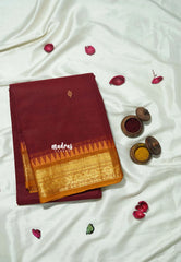 Majestic Maroon - Korvai silk cotton saree with Rudraksham Border  - Best for Festive Wear