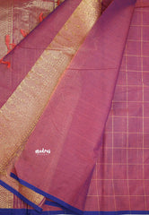 Korvai silk cotton Checks With annam Buttas - Onion pink