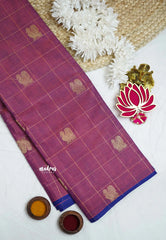 Korvai silk cotton Checks With annam Buttas - Onion pink