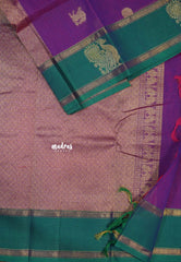 Magenta Purple - Korvai silk cotton saree with Rettapetta Border  - Best for Festive Wear