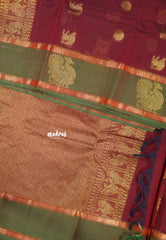 Dualshade Maroon - Korvai silk cotton saree with Rettapetta Border  - Best for functions