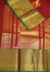 Korvai silk cotton getti zari border with kili silk thread buttas maroon color