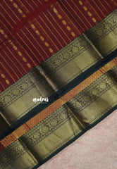 Majestic Maroon - Korvai silk cotton rich pallu With vaira oosi body