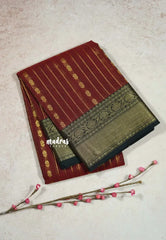 Majestic Maroon - Korvai silk cotton rich pallu With vaira oosi body