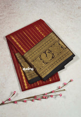 Majestic Maroon - Korvai silk cotton rich pallu With vaira oosi body