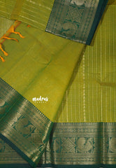Mehndi Green - Korvai silk cotton rich pallu With vaira oosi body