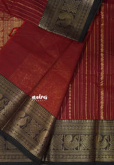 Majestic Maroon - Korvai silk cotton rich pallu With vaira oosi body